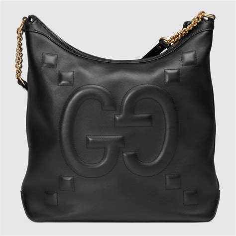 gucci original large leather embossed gg hobo bag|gucci hobo bag vintage black.